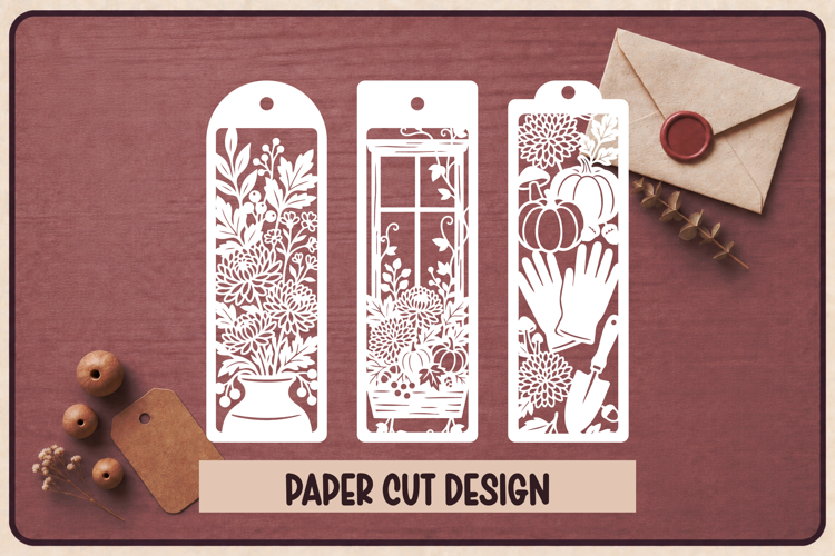3 Autumn Paper Cut Bookmarks SVG