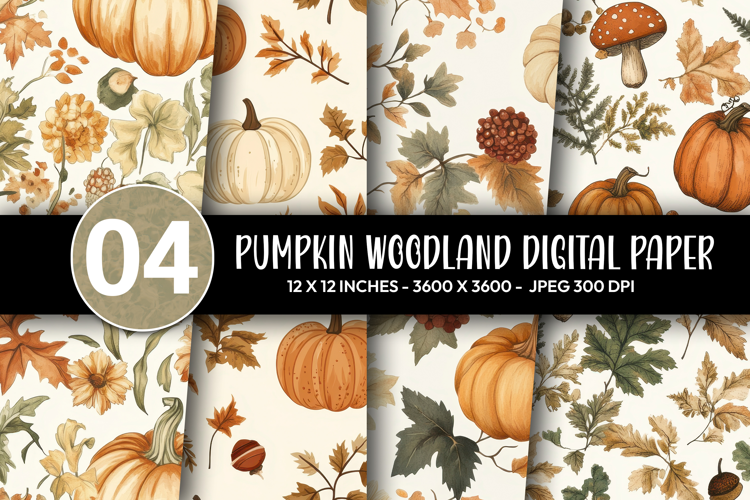 Woodland Pumpkin Digital Paper
