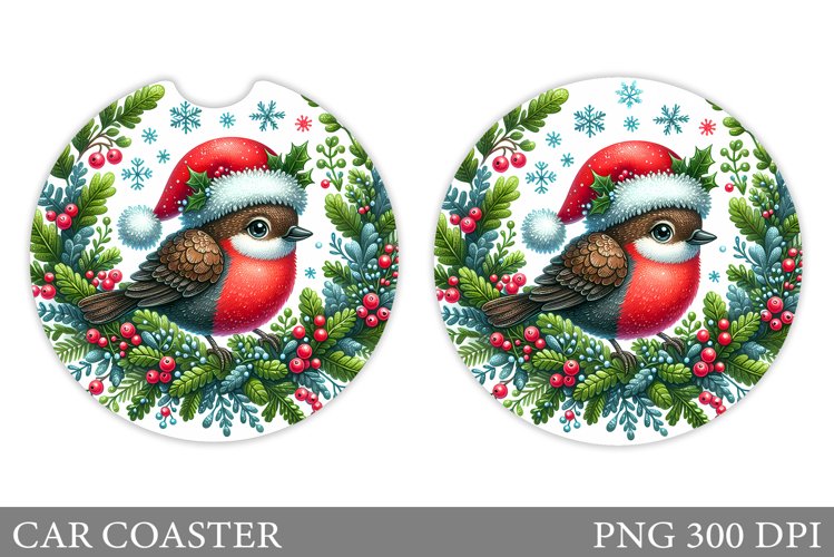 Christmas Bird Car Coaster. Christmas Car Coaster Design example image 1