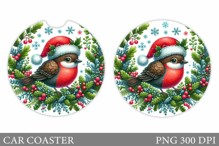 Christmas Bird Car Coaster. Christmas Car Coaster Design