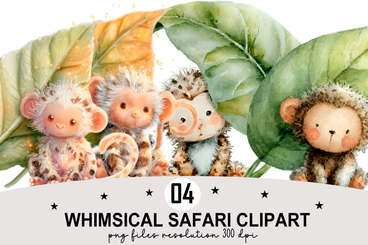 Whimsical Safari Clipart Watercolor PNG