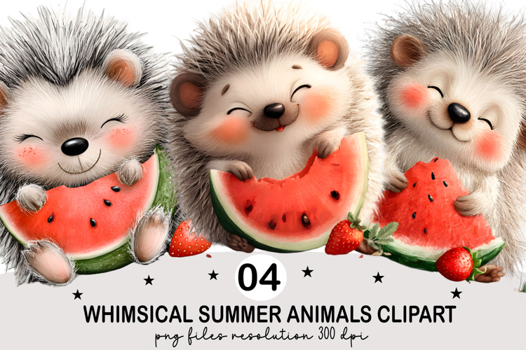 Whimsical Summer Animals Clipart Watercolor png