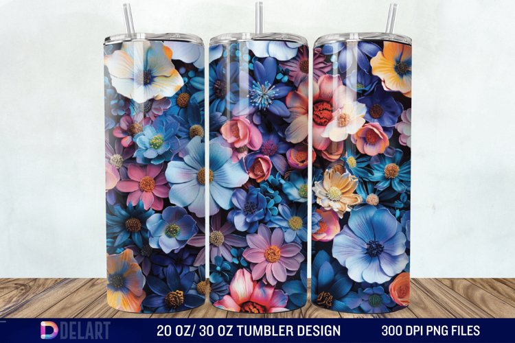 3D Painted Flower Tumbler Wrap example image 1