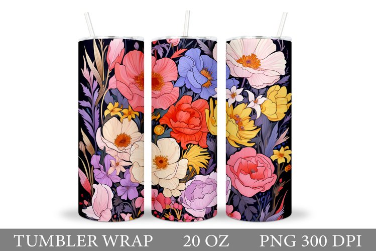 Flowers Tumbler Wrap Design. Flowers Tumbler Sublimation