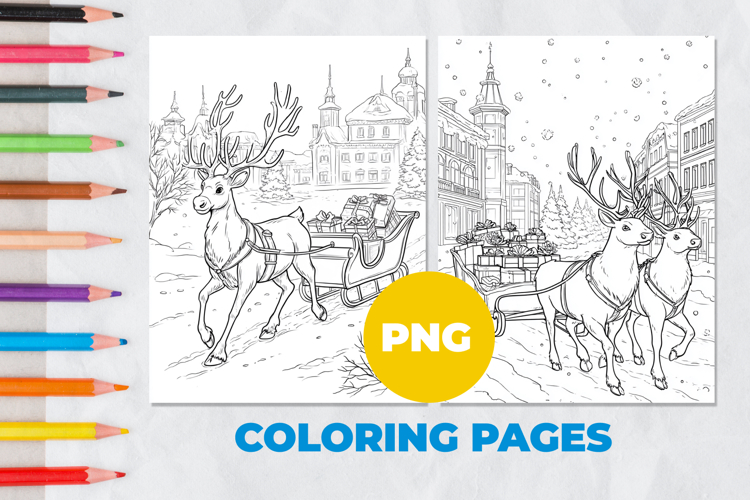 Reindeer with gifts Coloring Pages | Coloring book