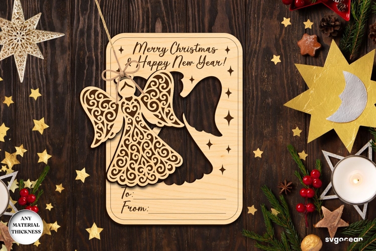 Christmas Card Angel Ornament Laser Cut | Glowforge | SVG
