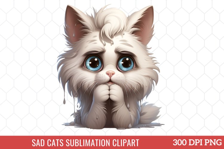 Sad Cats Sublimation Clipart example image 1