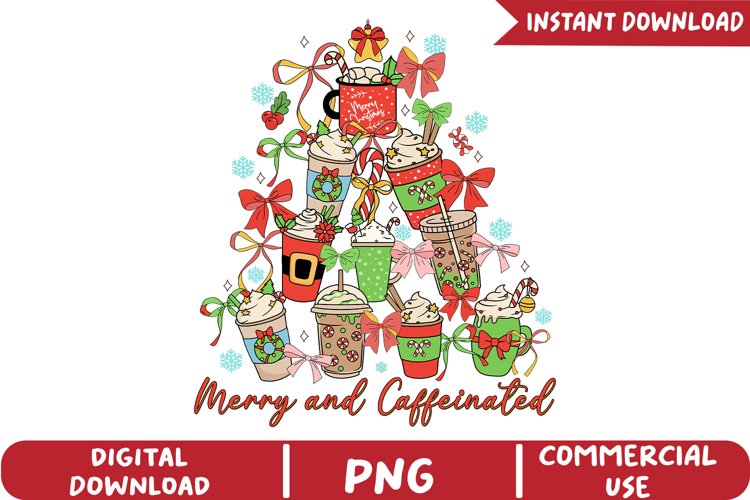 Christmas Coffee Cup Tree Sublimation, Christmas Png