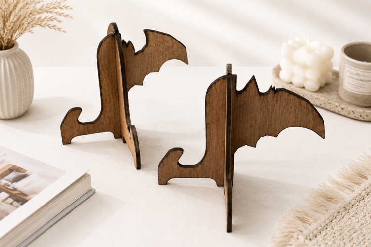 Bat Shaped Wooden Display Stand Laser Cut SVG