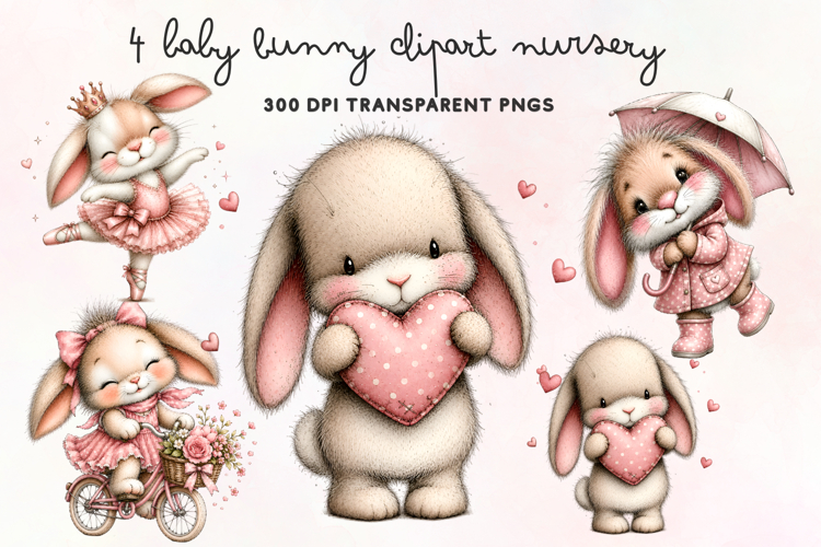 Baby Bunny Clipart Nursery PNG
