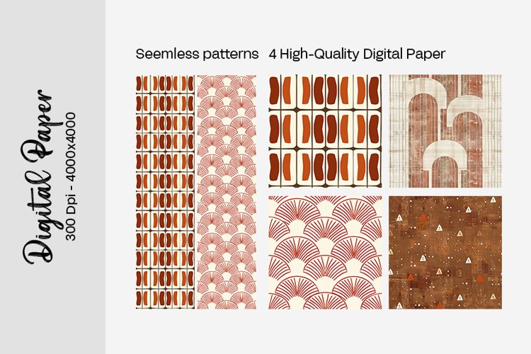 Summer Boho digital paper Seamless backgrounds