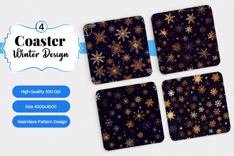 Square Coaster winter snow Sublimation example image 1