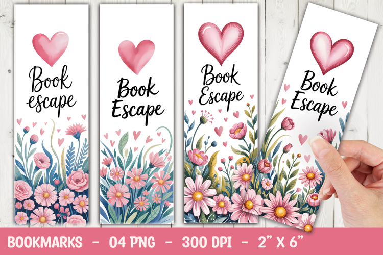 Book Escape Floral Bookmark Sublimation