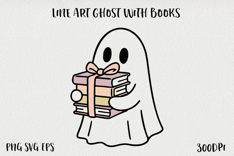 Cute Line Art Doodle Ghost Clipart | Halloween PNG SVG EPS