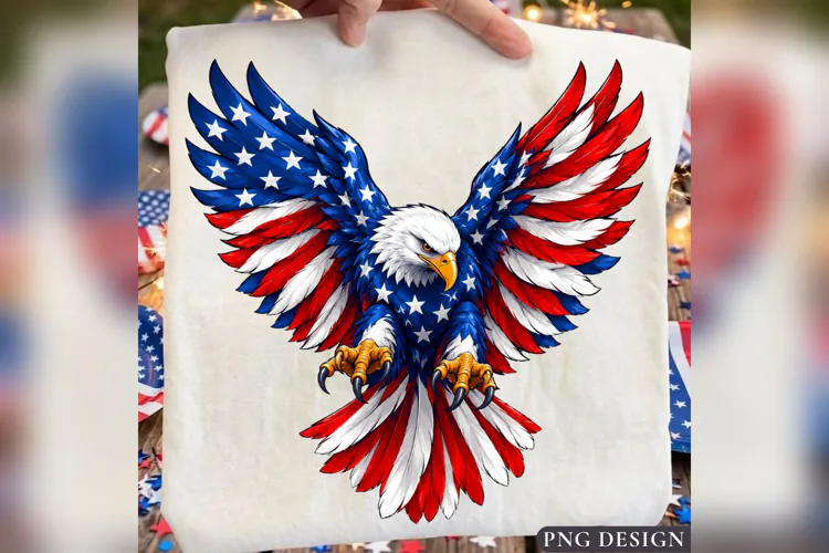Patriotic Eagle PNG, American Flag Bald Eagle Design, 4th of