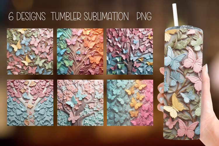3D Butterflies Tumbler | Sublimation 3D Tumbler Wrap