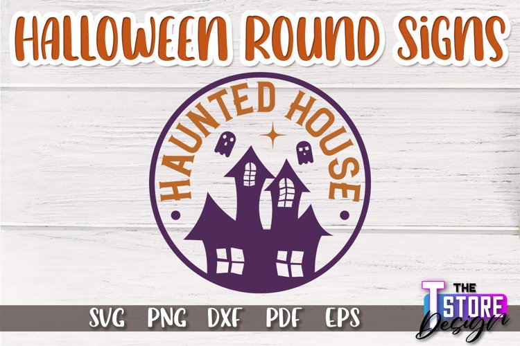 Halloween Round Signs SVG Design|Halloween Signs Quotes SVG example image 1