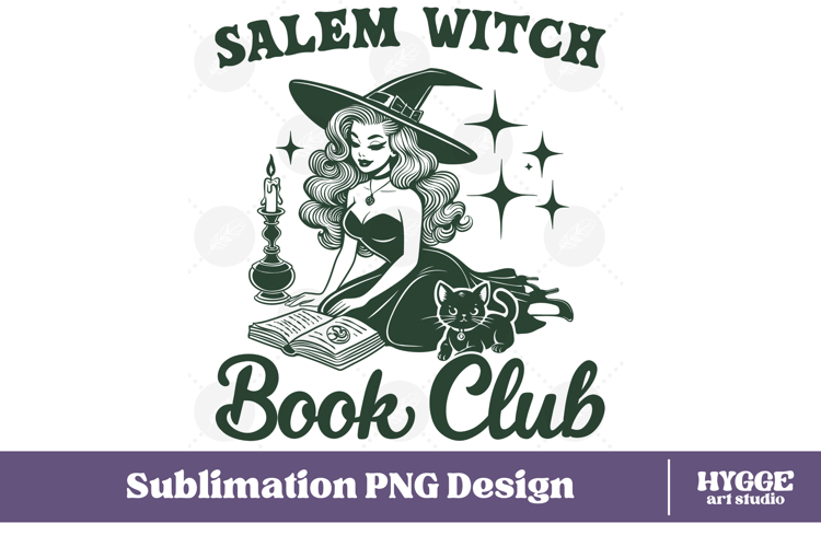 Salem Witch Book Club Vintage Funny Sarcastic Halloween PNG