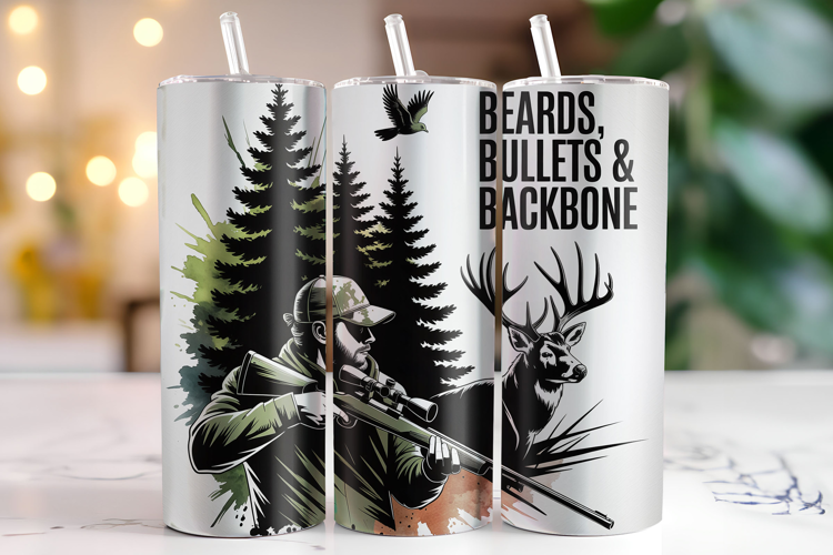 Beards Bullets & Backbone Tumbler Wrap | Sublimation