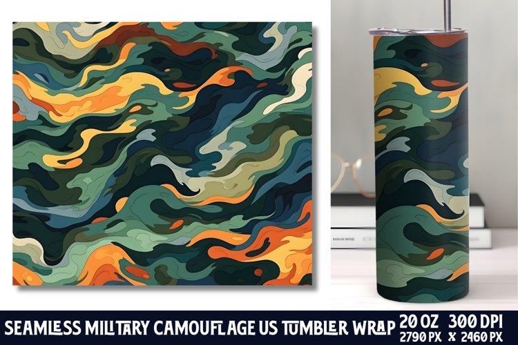 Seamless Military Camouflage US Tumbler Wrap