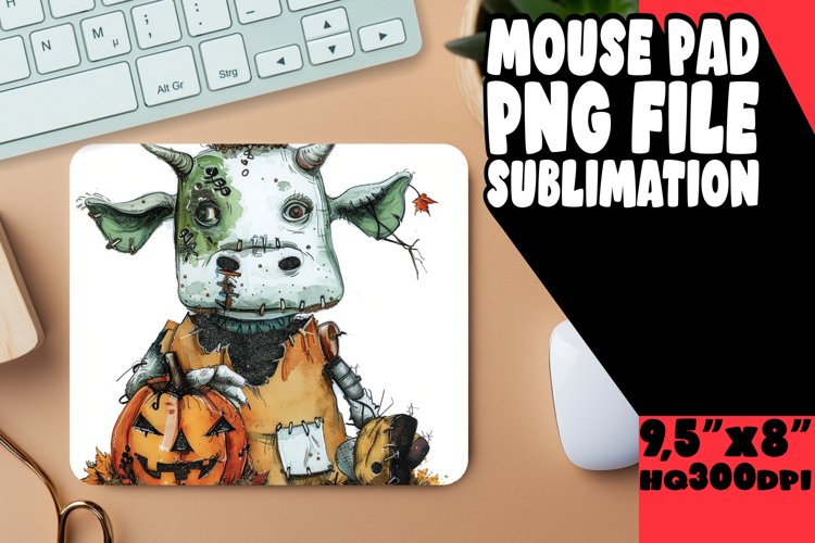 Fall Halloween Cow Mouse Pad for PNG
