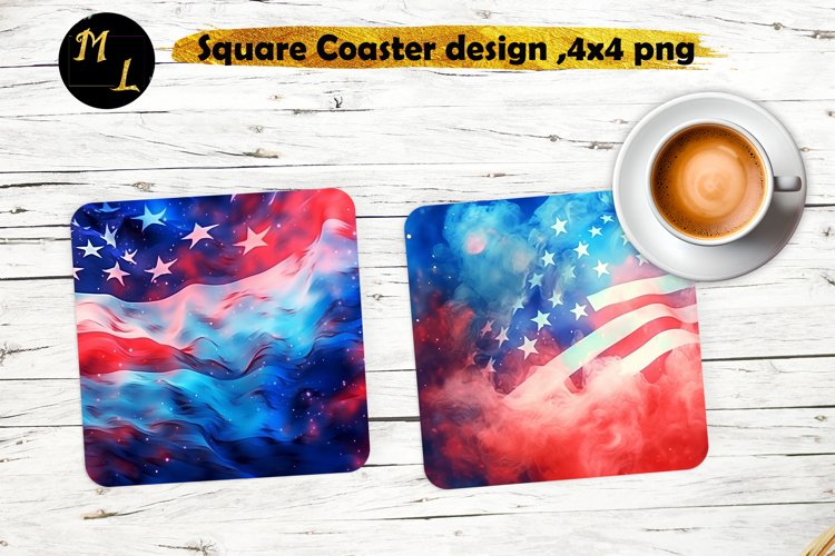 Patriotic Square Coaster Design,American Flag Coaster png