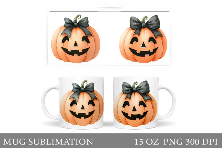 Cute Pumpkin Mug Design. Cute Halloween Mug Sublimation example image 1