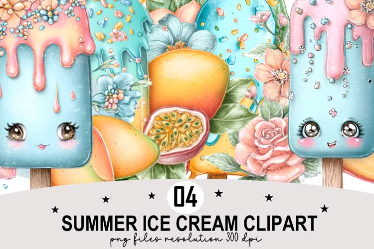 Summer Ice Cream Clipart Watercolor png