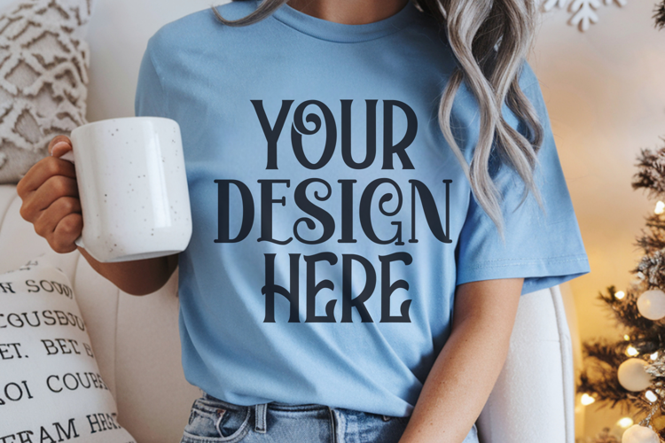 Blue Jean Comfort Colors 1717 Christmas Mockup, CC 1717