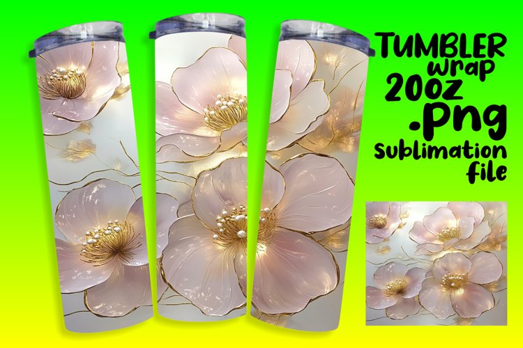 VIBRANT 20oz PNG Tumbler Wrap , 3D Flower