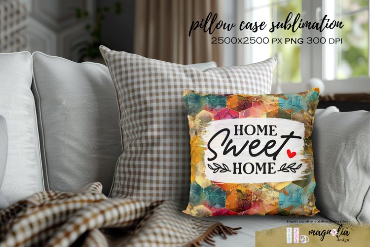 Pillow case HOME SWEET HOME sublimation design png example image 1