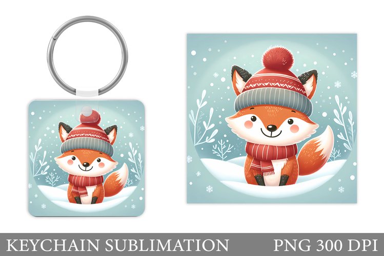 Christmas Fox Keychain. Christmas Keychain Design example image 1