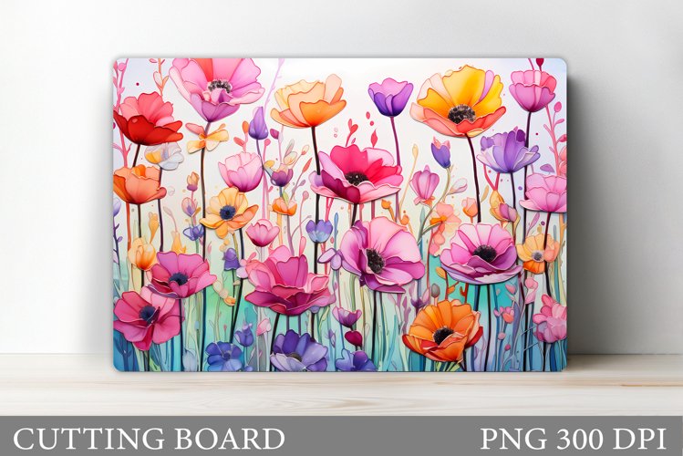 Wildflowers Cutting Board. Flowers Cutting Board Template example image 1
