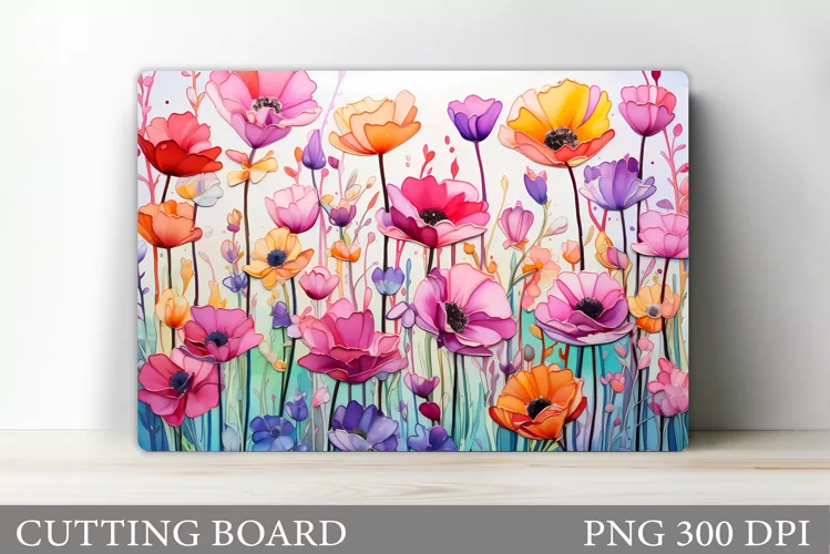 Wildflowers Cutting Board. Flowers Cutting Board Template