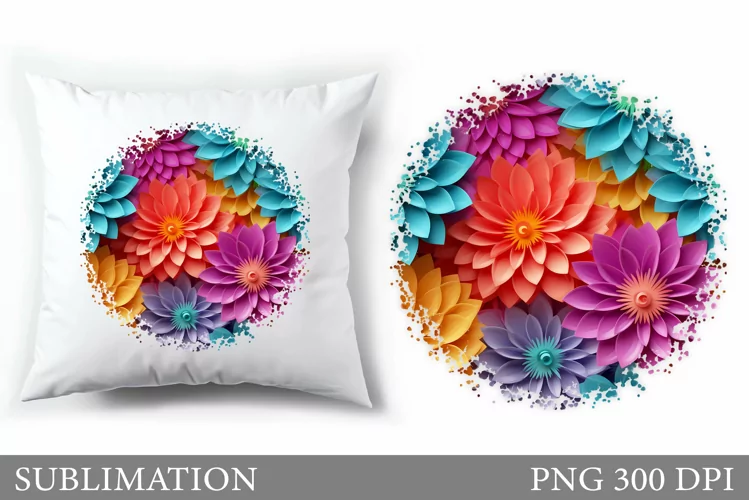 Floral Sublimation. Flowers Pillow Sublimation