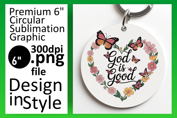 Whimsical Round Design Keychain PNG , Butterfly