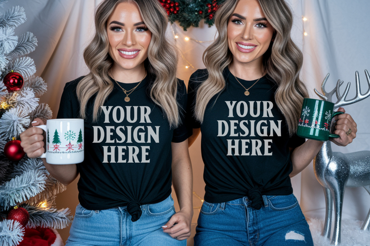 Bella Canvas 3001 Christmas Couple Mockup ,3001 Couple Mock