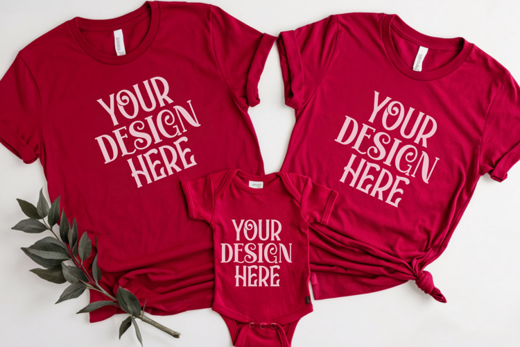 Christmas Family Matching Flat Lay T-Shirt Mockups