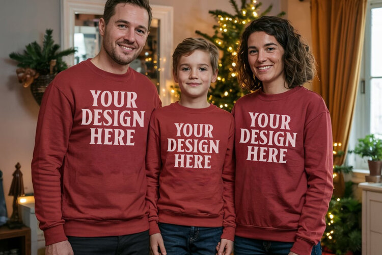 Christmas Family Matching T-Shirt Mockups | Holiday Group example image 1