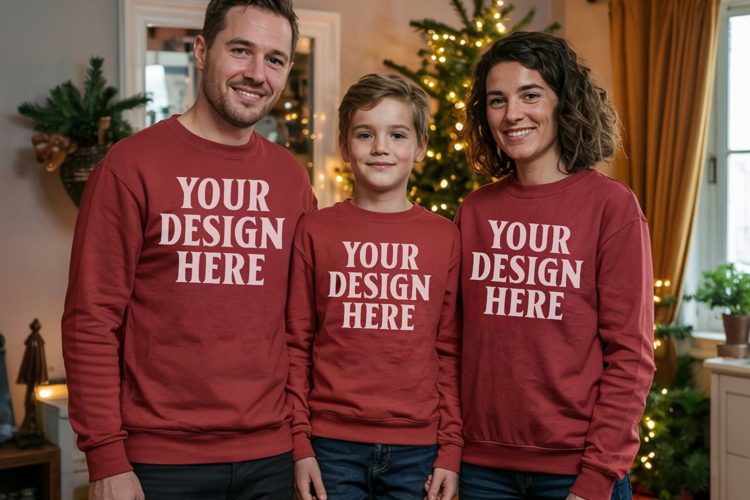 Christmas Family Matching T-Shirt Mockups | Holiday Group