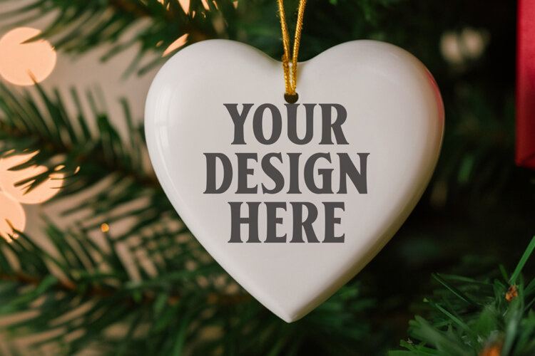 Holiday Love Heart Ornament Mockups | Romantic Christmas Tre example image 1