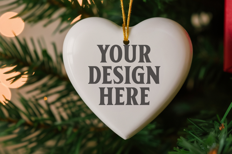 Holiday Love Heart Ornament Mockups | Romantic Christmas Tre