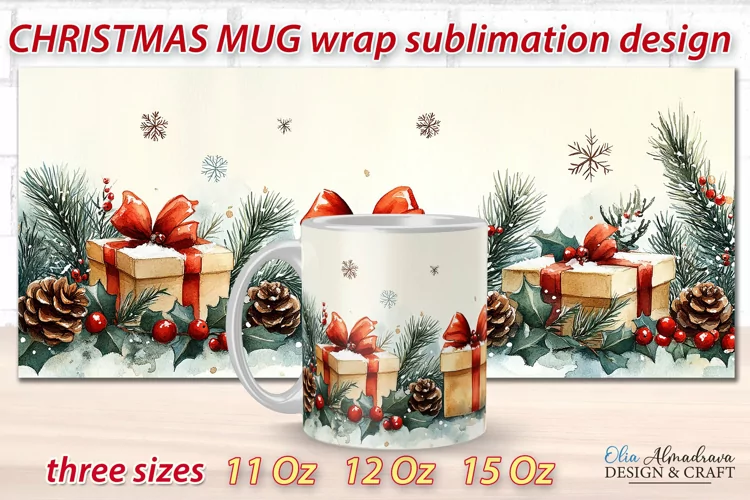 Christmas Mug Wrap Template| Mug Sublimation Cricut designs