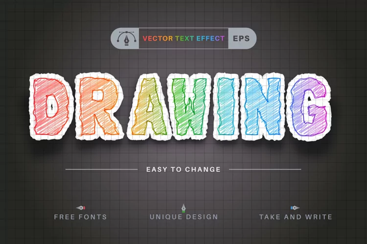 Drawing - Editable Text Effect, Font Style