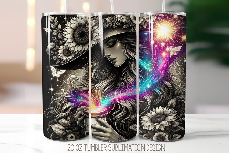 Floral Girl Tumbler Sublimation Design | 20oz Skinny Tumbler