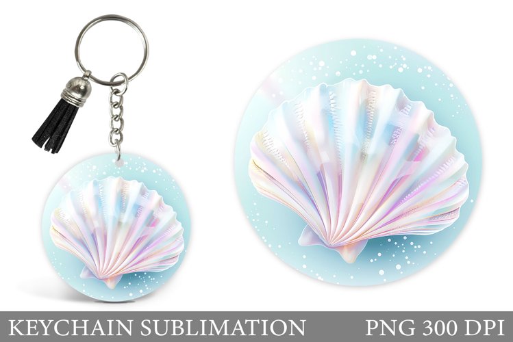 Shimmer Seashell Keychain. Sea Keychain Sublimation example image 1