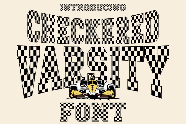 Checkered Varsity Font | Racing Font | Retro Display Font