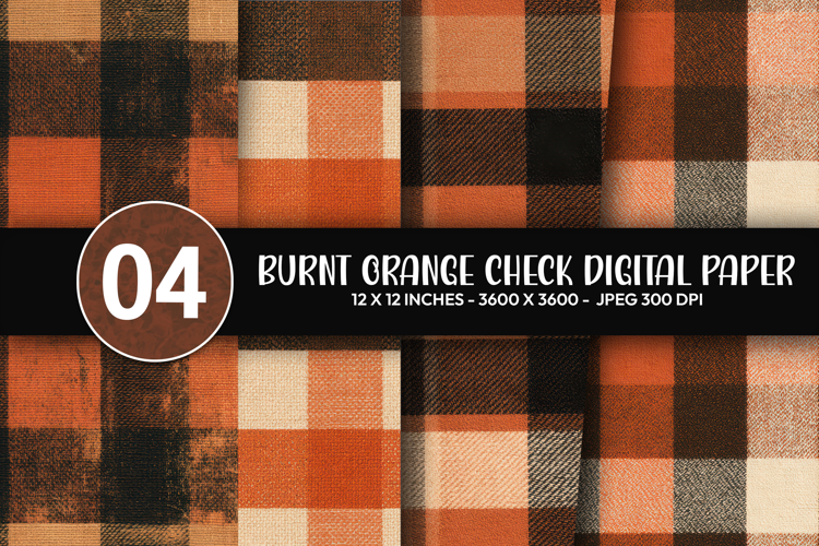 Burnt Orange Check Digital Paper