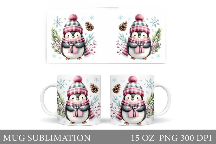 Christmas Penguin Mug Design. Christmas Mug Sublimation