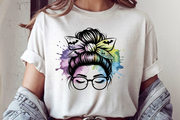 Cute messy bun clipart sublimation design
